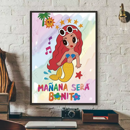 Karol G Poster – Mermaid Edition with Sunglasses & Rainbow Backdrop
