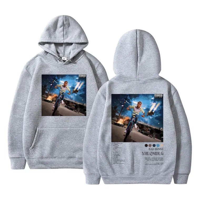 Bad Bunny YHLQMDLG Hoodie – Gray