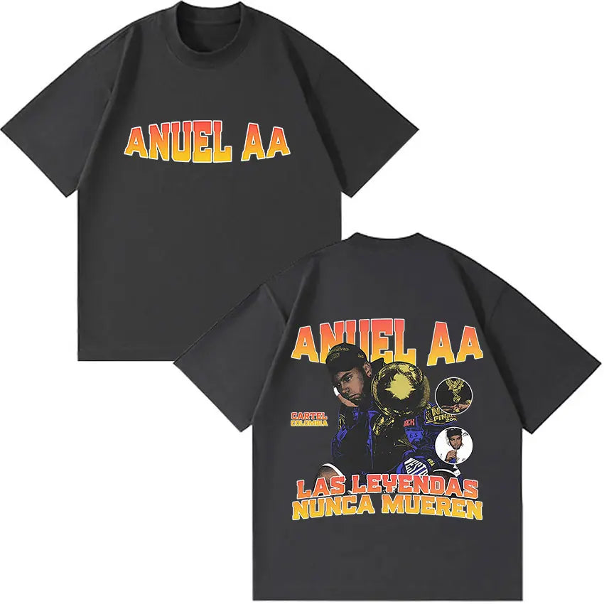 Rapper Anuel AA Tour Album 2025 T-Shirt - dark grey
