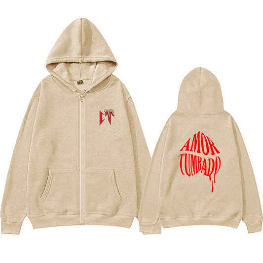 Nata Montana Beige Zipper Hoodie – Natanael Cano Corridos Tumbados
