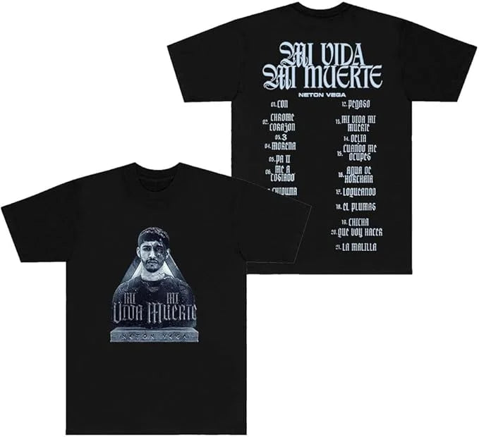 Neton Vega Tracklist T-Shirt – Mi Vida Mi Muerte (Black)