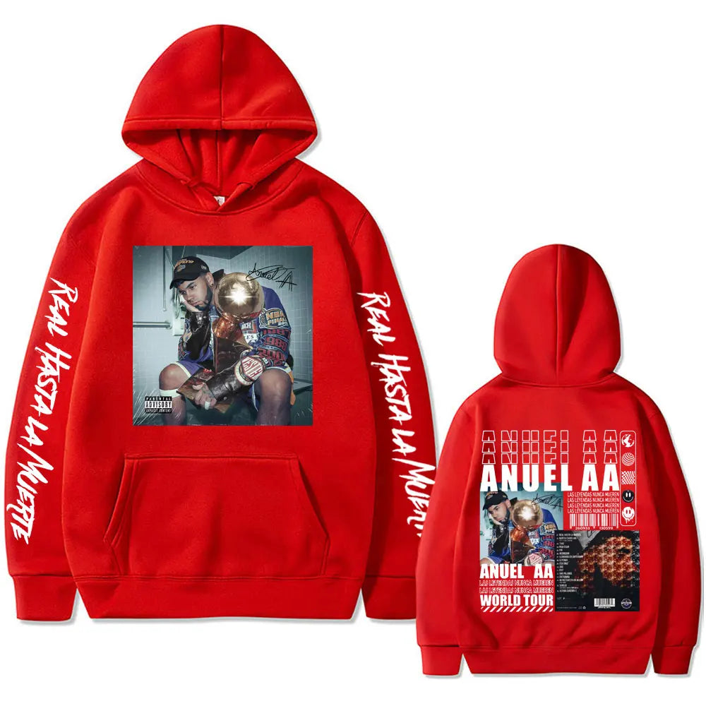 Anuel AA Las Leyendas Nunca Mueren World Tour Hoodie – Red