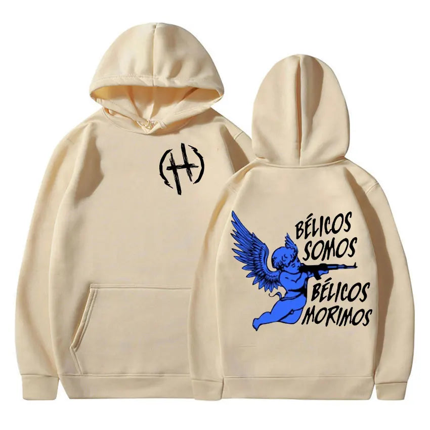 Junior H Sad Boyz “Bélicos Somos” Beige Hoodie
