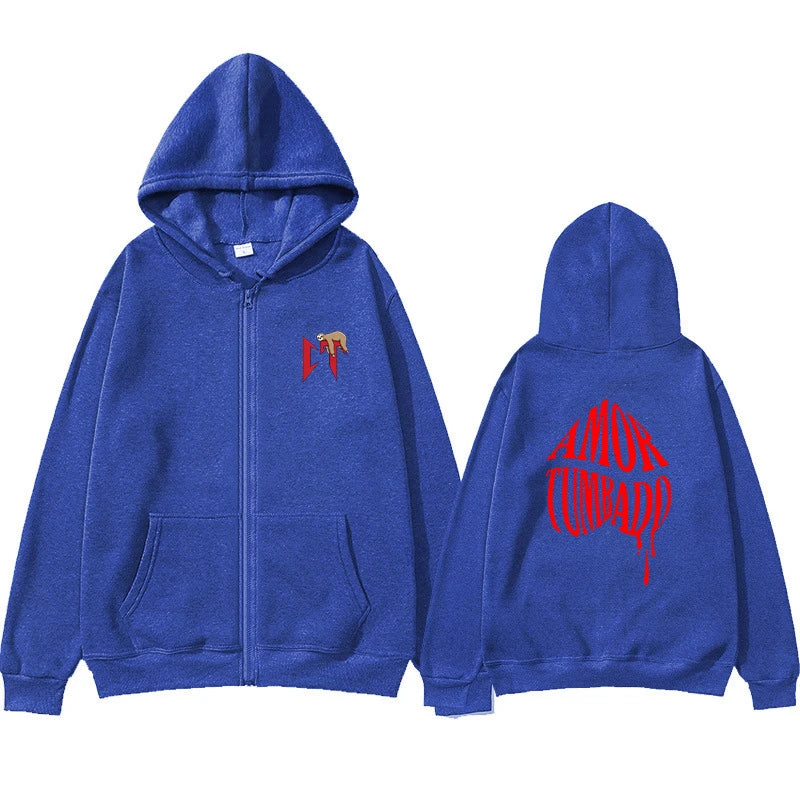 Nata Montana Blue Zipper Hoodie – Natanael Cano Corridos Tumbados