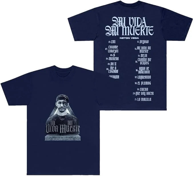 Neton Vega Tracklist T-Shirt – Mi Vida Mi Muerte (Navy Blue)