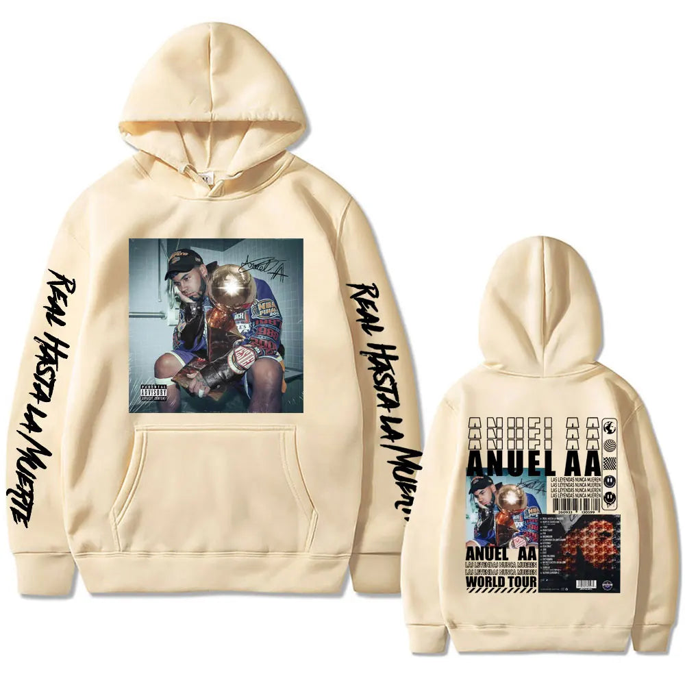 Anuel AA Las Leyendas Nunca Mueren World Tour Hoodie – Beige