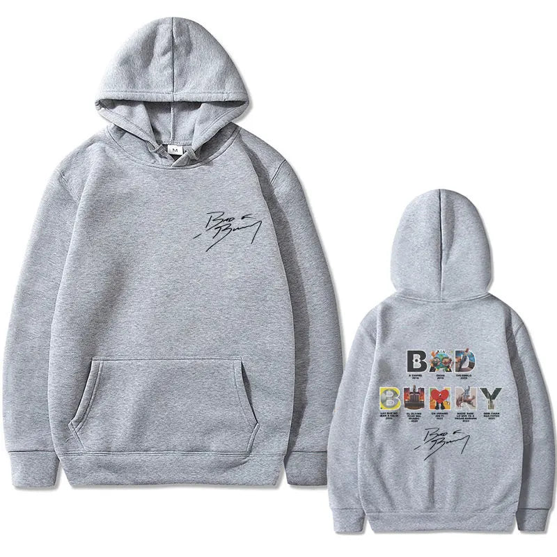 Bad Bunny Music Album Cover Hoodie – Gray