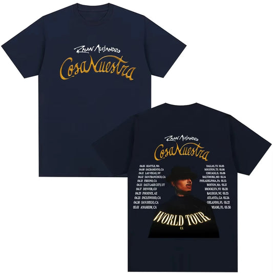 Rauw Alejandro Cosa Nuestra World Tour 2025 T-Shirt – Navy Blue