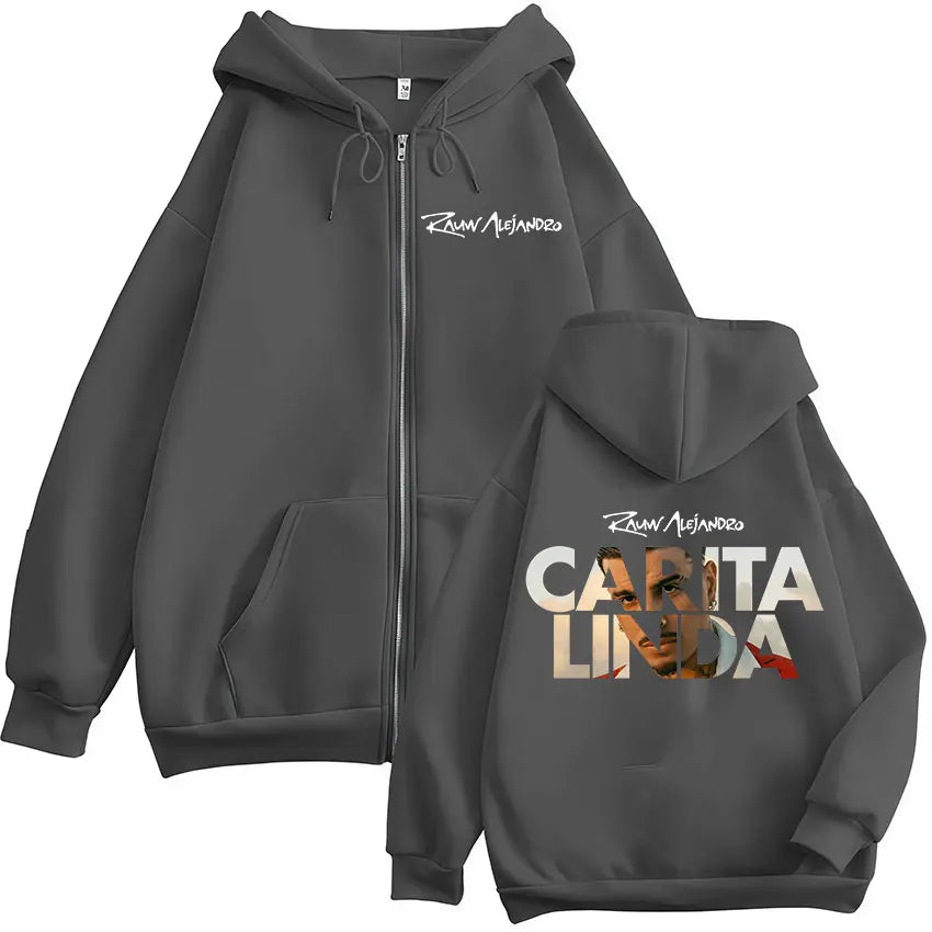 Rauw Alejandro “Carita Linda” Zip-Up Hoodie (Dark Grey)