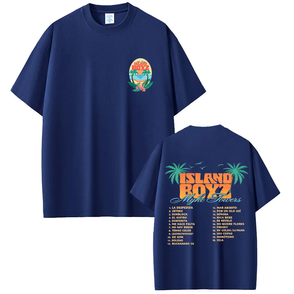 Myke Towers Island Boyz Album T-Shirt - Navy Blue