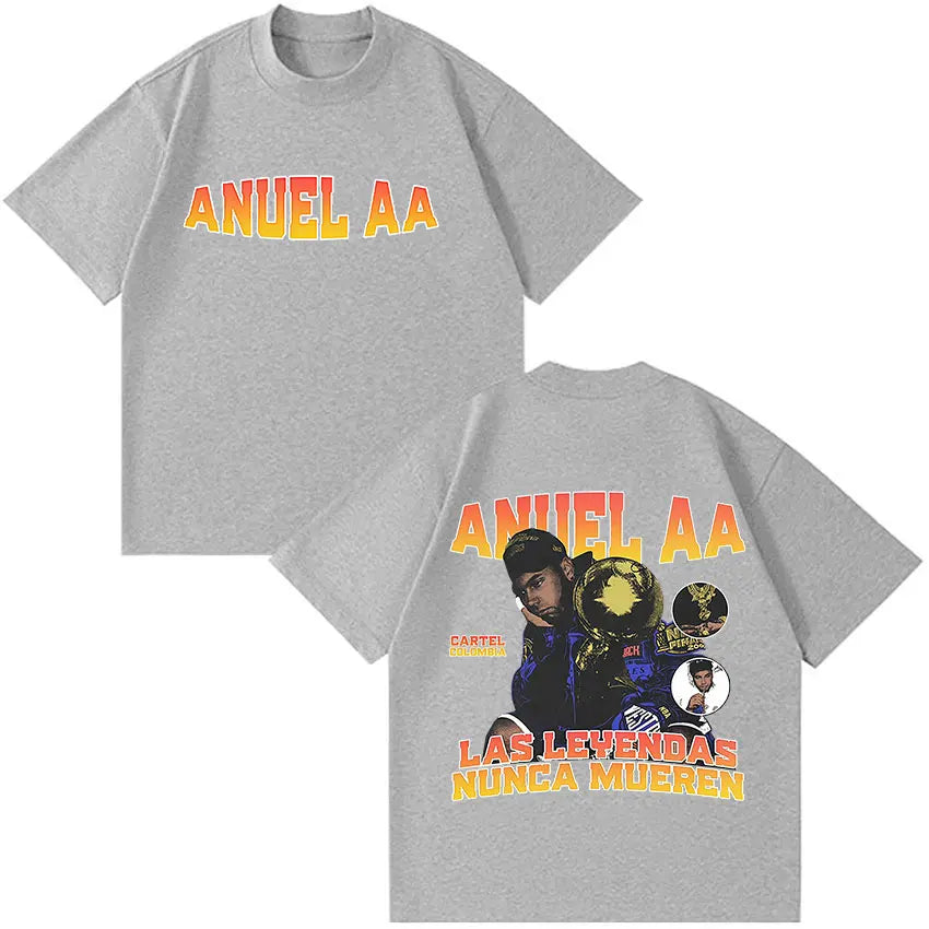 Rapper Anuel AA Tour Album 2025 T-Shirt - gray