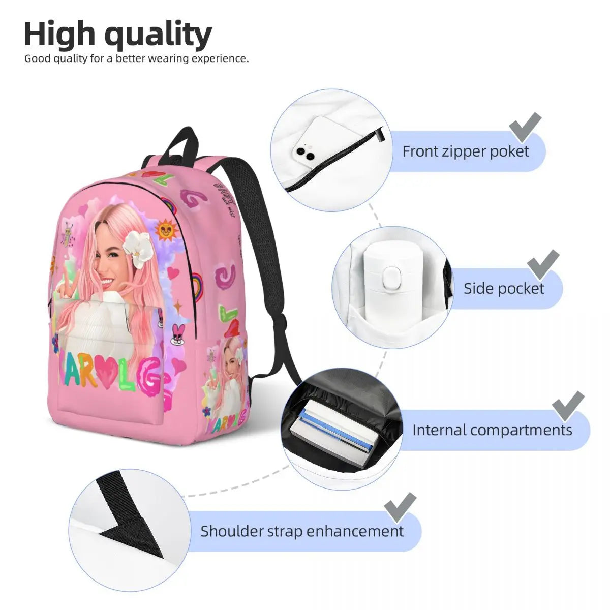 Karol G Peace & Petals Backpack – Pink Love