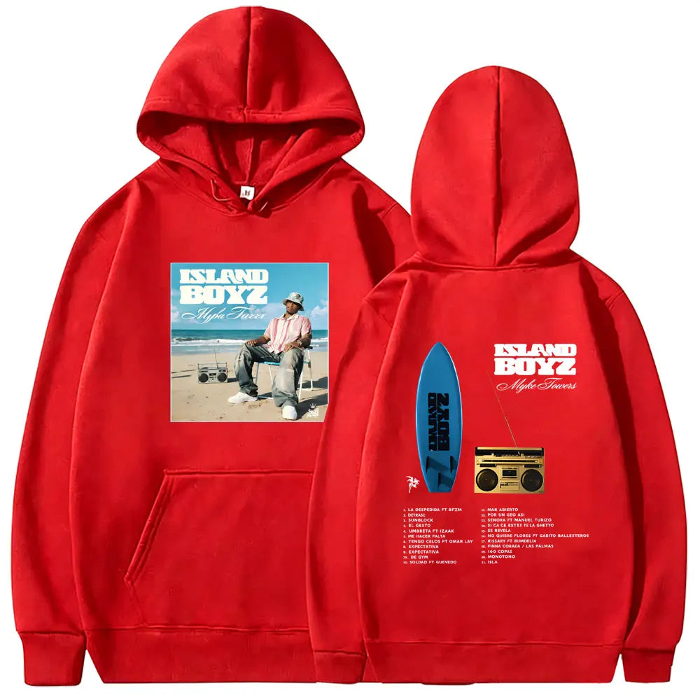Myke Towers Island Boyz Surfboard Hoodie - Red
