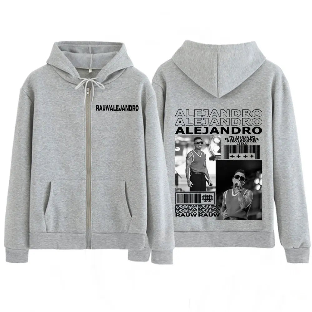 Rauw Alejandro Cosa Nuestra Saturno Album Zip Hoodie – Gray