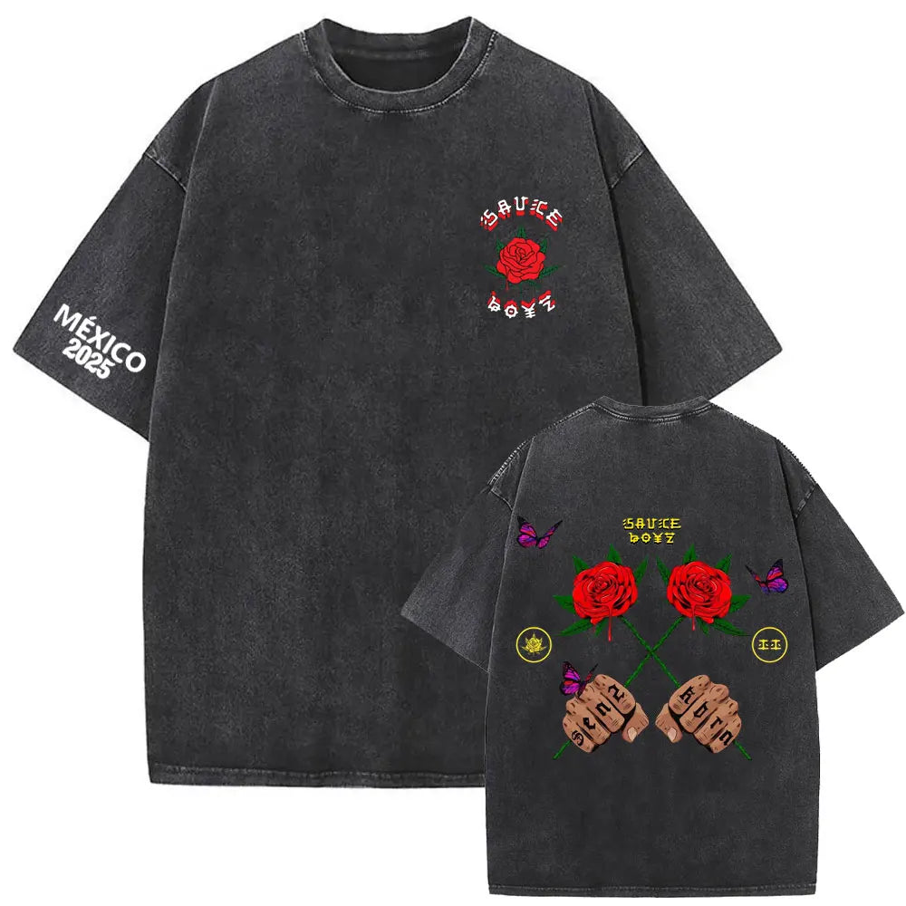Eladio Carrión Sauce Boyz México 2025 “Roses & Knuckles” T-Shirt – Black