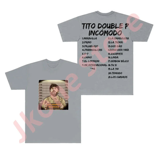 Tito Double P “Incómodo” Tracklist T-Shirt – Gray