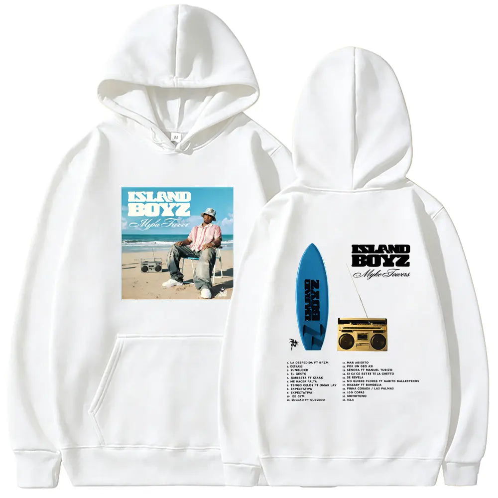 Myke Towers Island Boyz Surfboard Hoodie - White