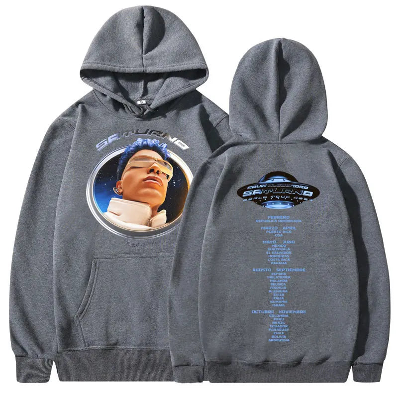 Rauw Alejandro Saturno Tour Dark Gray Hoodie