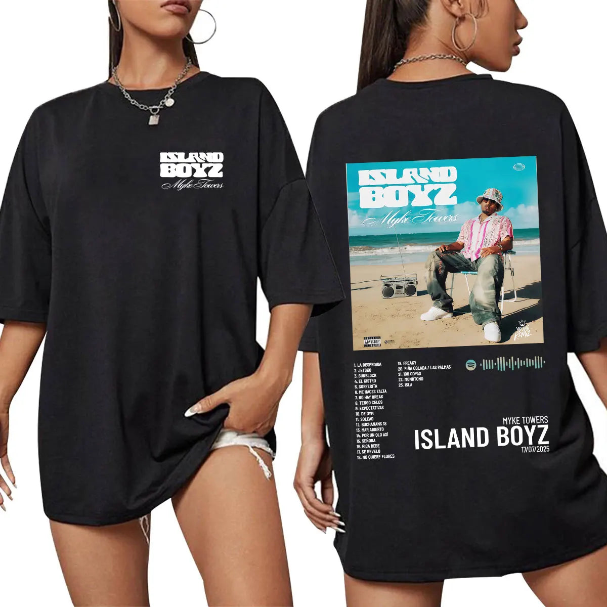 Myke Towers Island Boyz Album T-Shirt - Gray