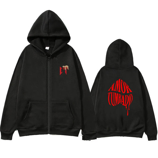 Nata Montana Black Zipper Hoodie – Natanael Cano Corridos Tumbados