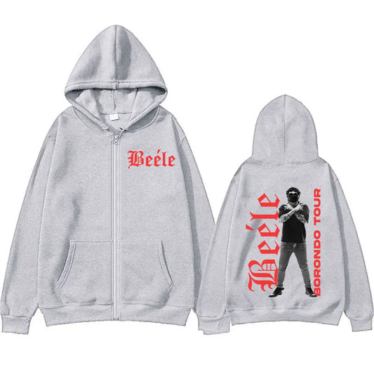 Beéle Borondo Tour 2025 Zip-Up Hoodie – Gray (Limited Edition)