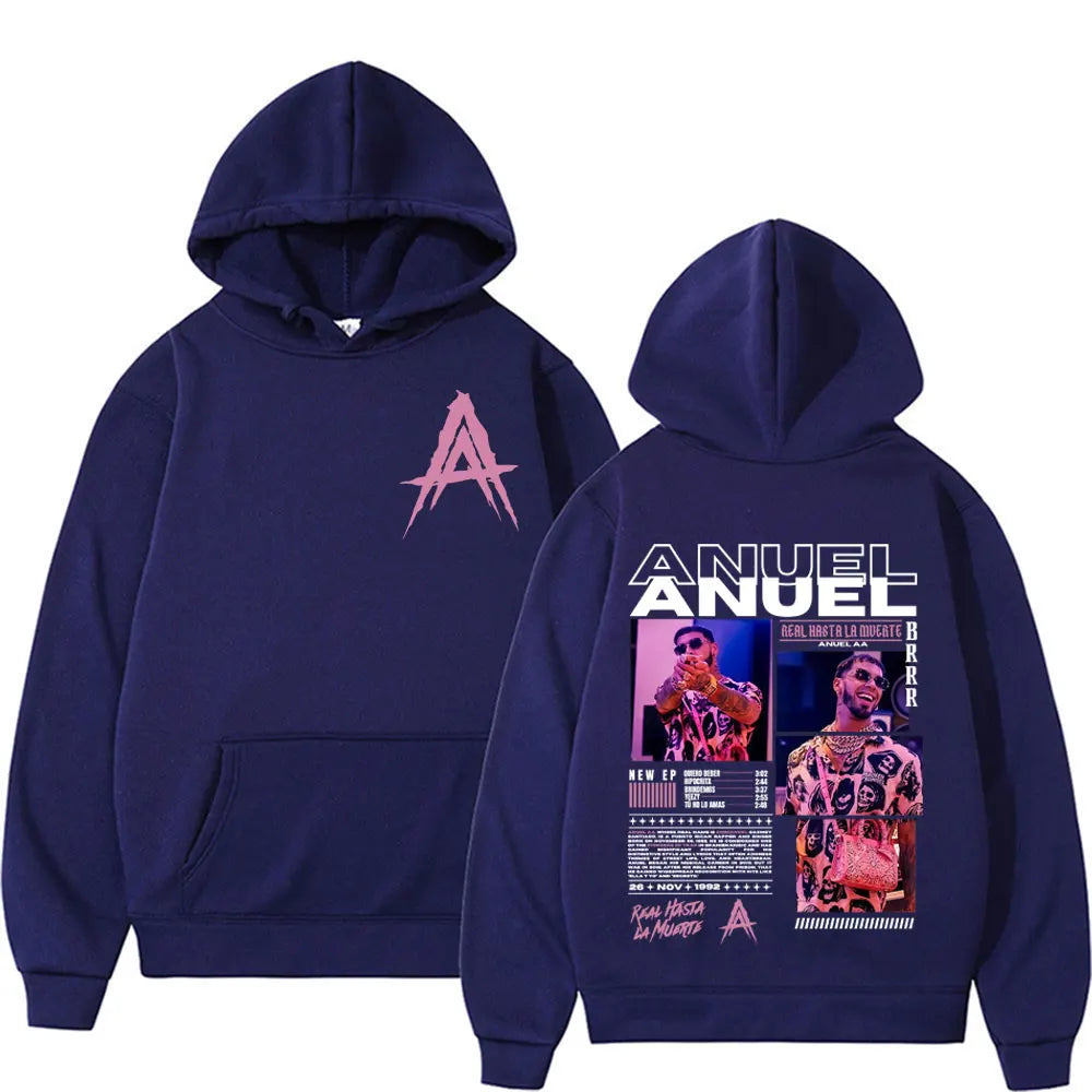 Anuel AA Real Hasta La Muerte Hoodie – Navy Blue