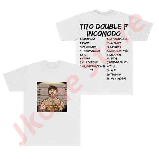 Tito Double P “Incómodo” Tracklist T-Shirt – White