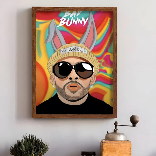 Bad Bunny YHLQMDLG Bunny Ears Pop Art Poster Print