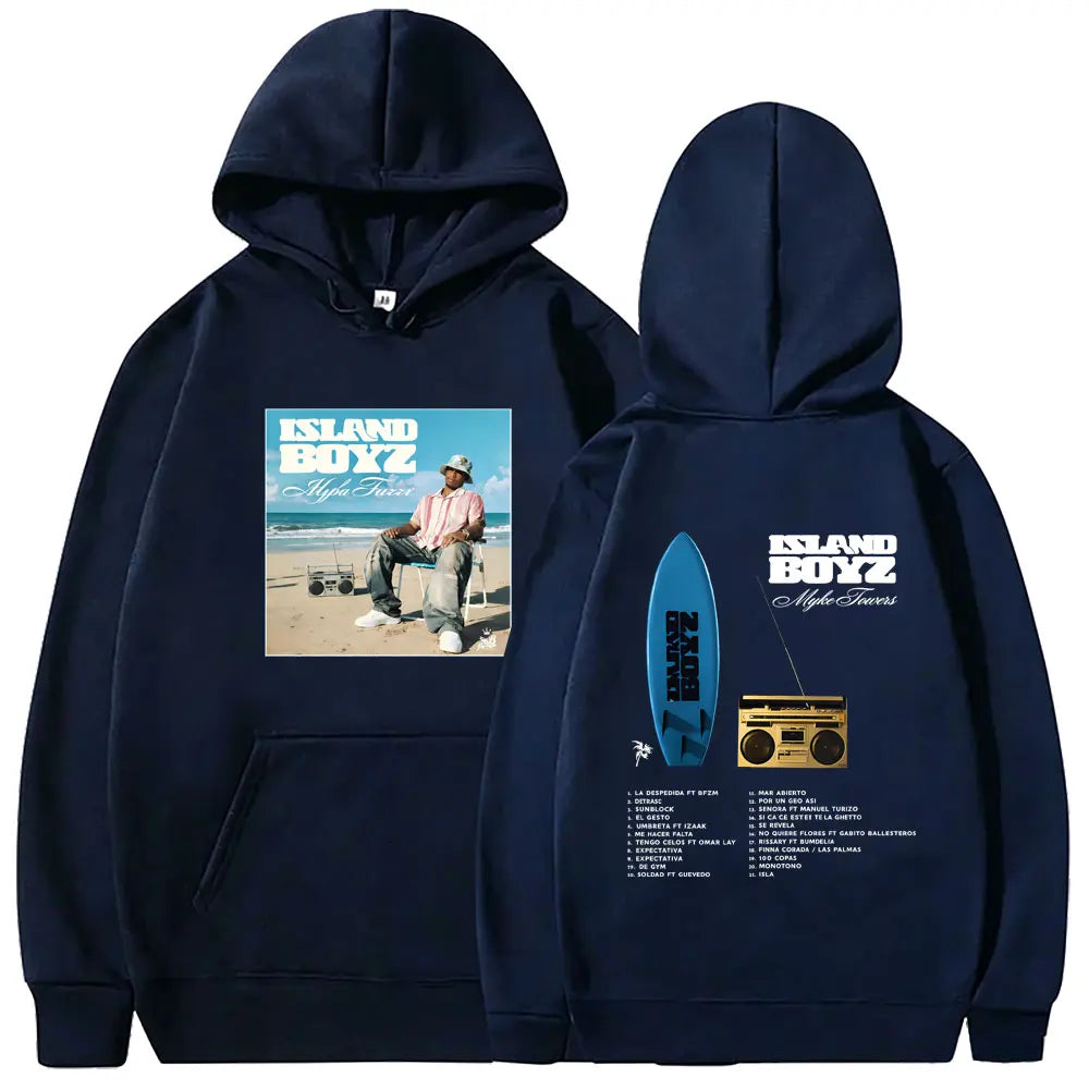 Myke Towers Island Boyz Surfboard Hoodie - Navy Blue