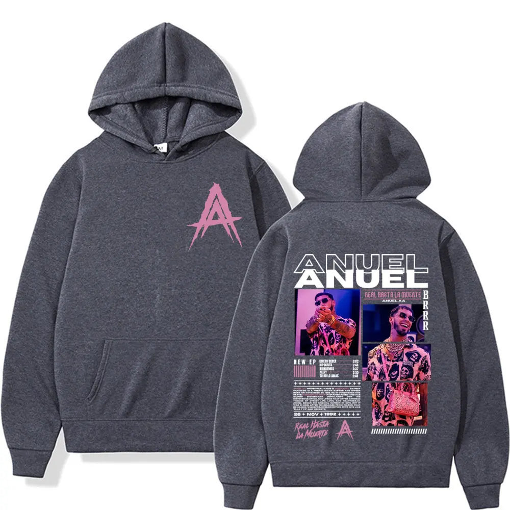 Anuel AA Real Hasta La Muerte Album Hoodie – Dark Grey