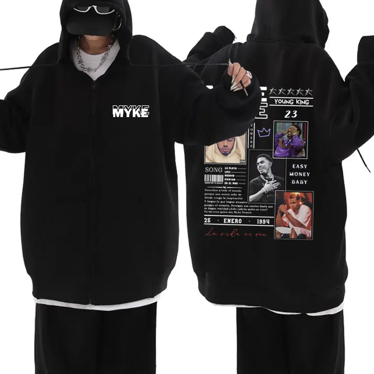 Myke Towers “La Pantera Negra” Zipper Hoodie – Gray