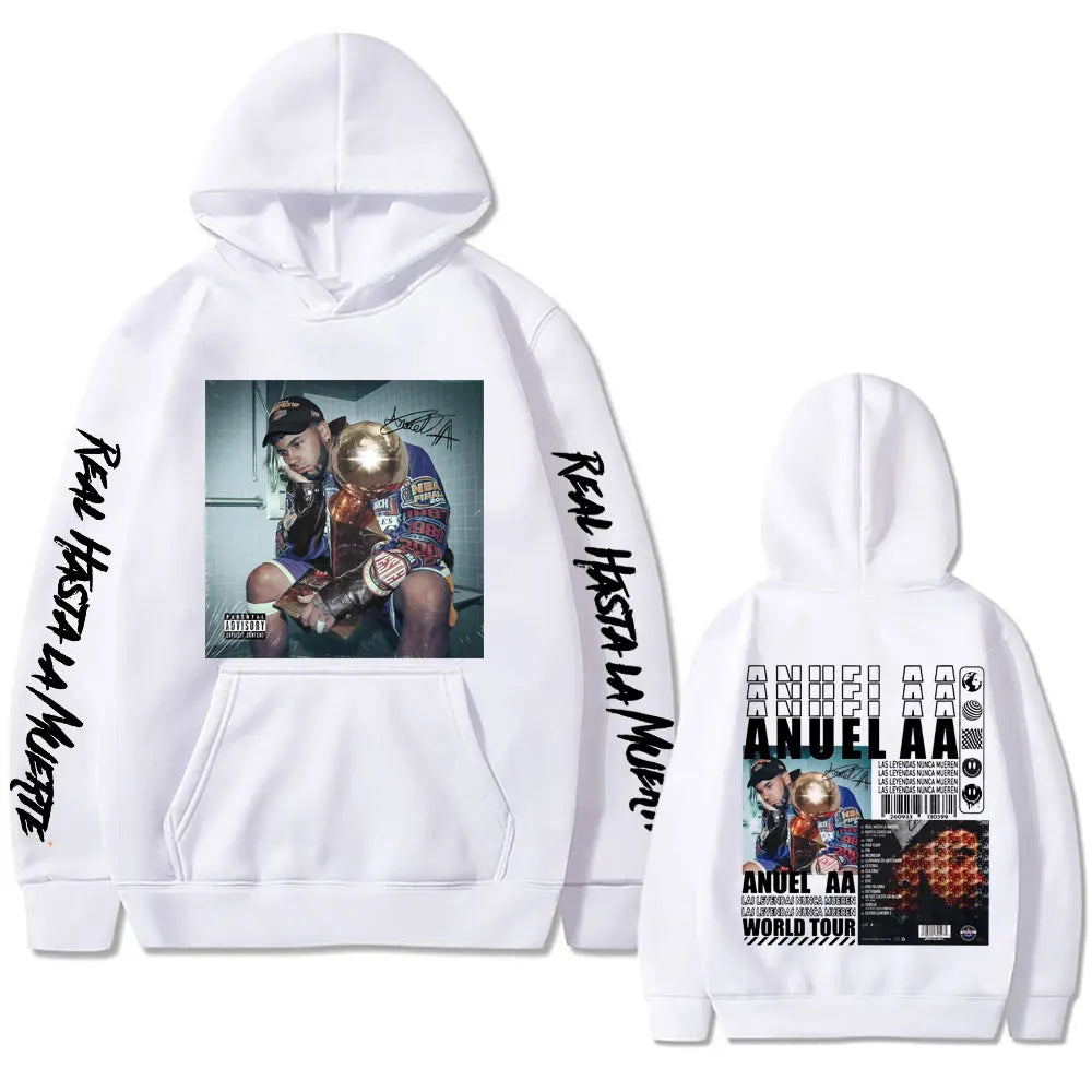 Anuel AA Las Leyendas Nunca Mueren World Tour Hoodie – White