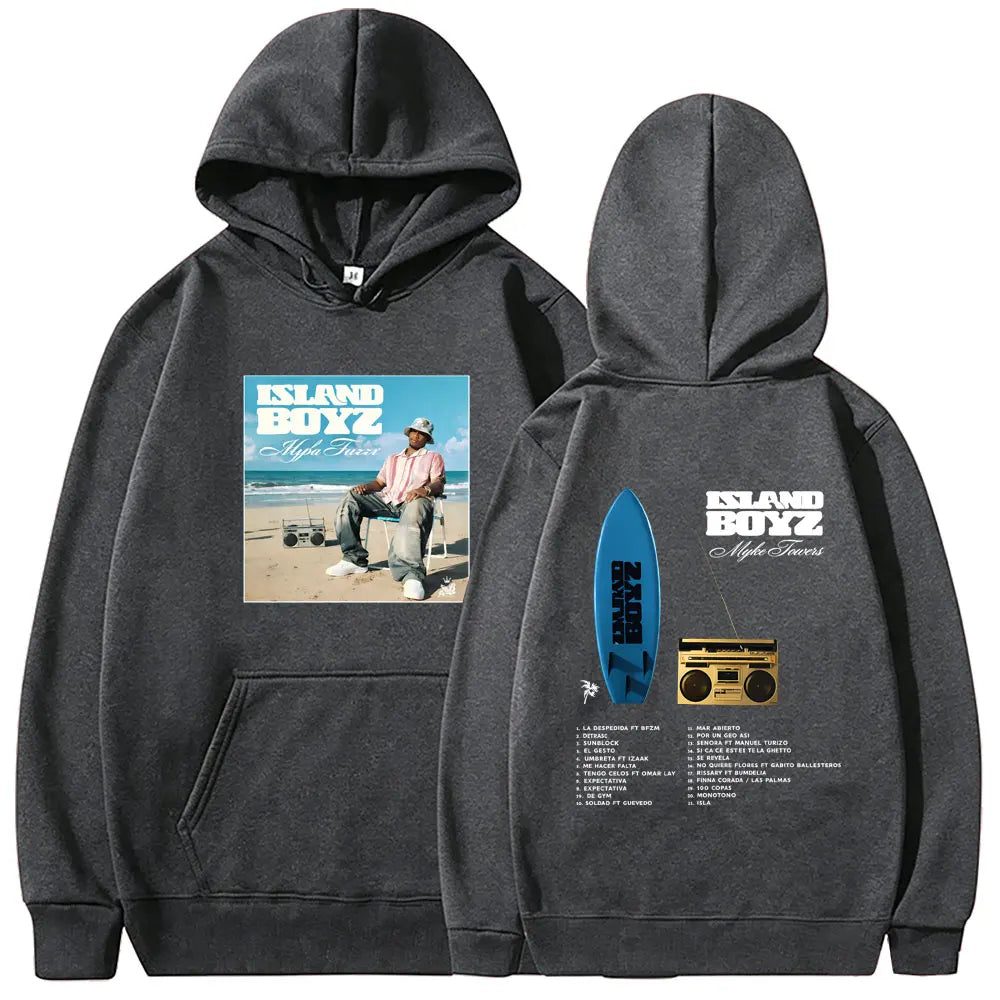 Myke Towers Island Boyz Surfboard Hoodie - Dark Grey
