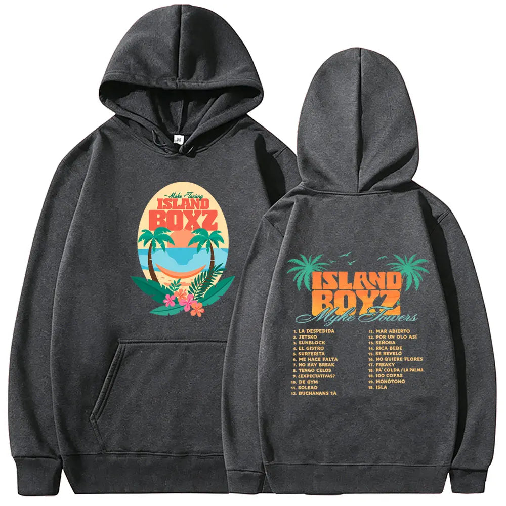 Myke Towers Island Boyz Tropical Hoodie - Dark Grey