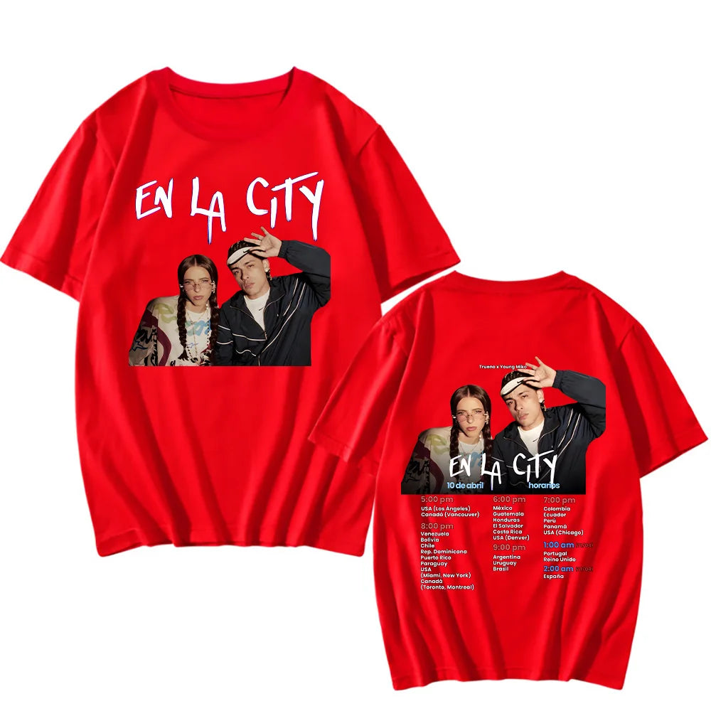 Trueno & Young Miko “EN LA CITY” T-Shirt – Red