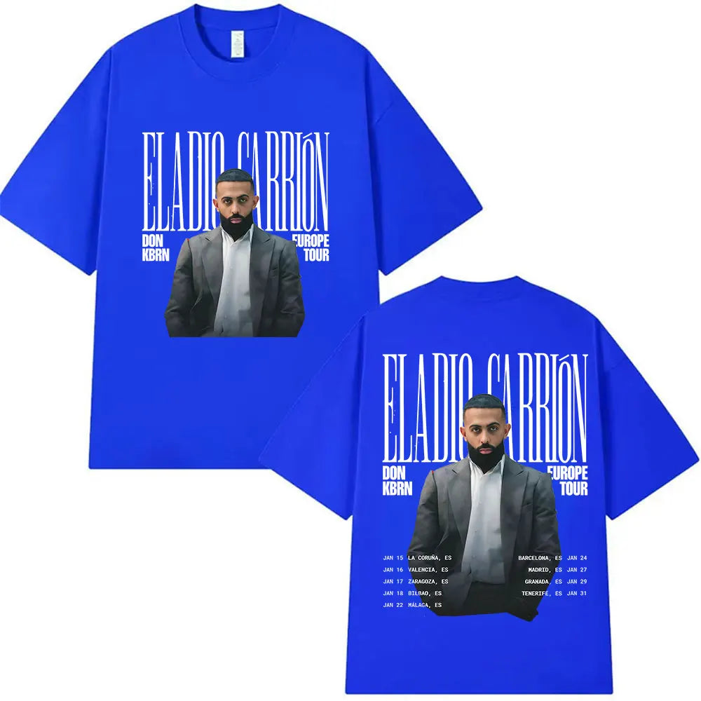 Rapper ELADIO CARRIÓN DON KBRN WORLD TOUR 2025 T-Shirt – Blue