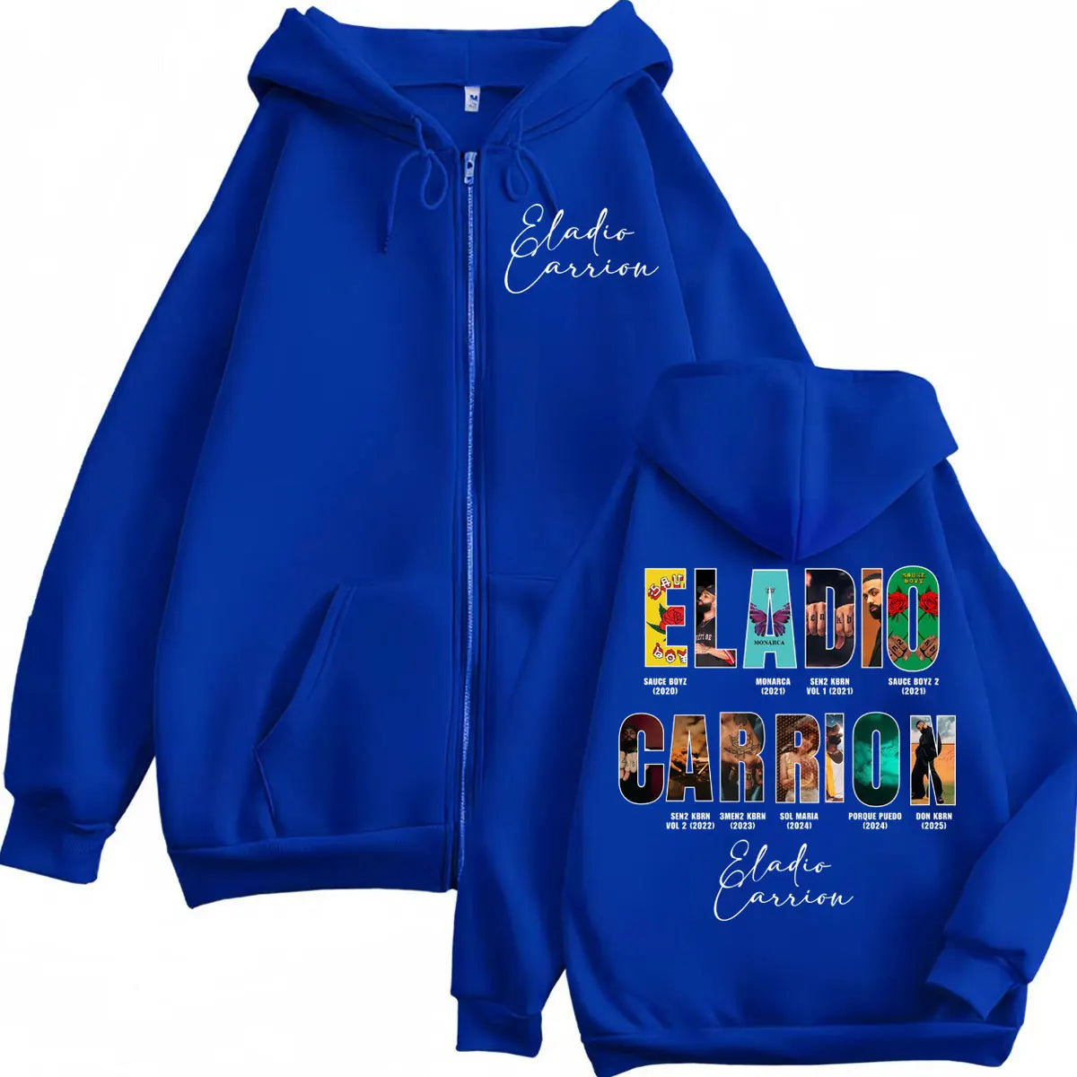 Eladio Carrión Blue Zip Hoodie