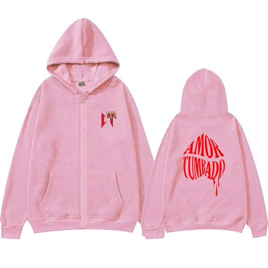 Nata Montana Pink Zipper Hoodie – Natanael Cano Corridos Tumbados