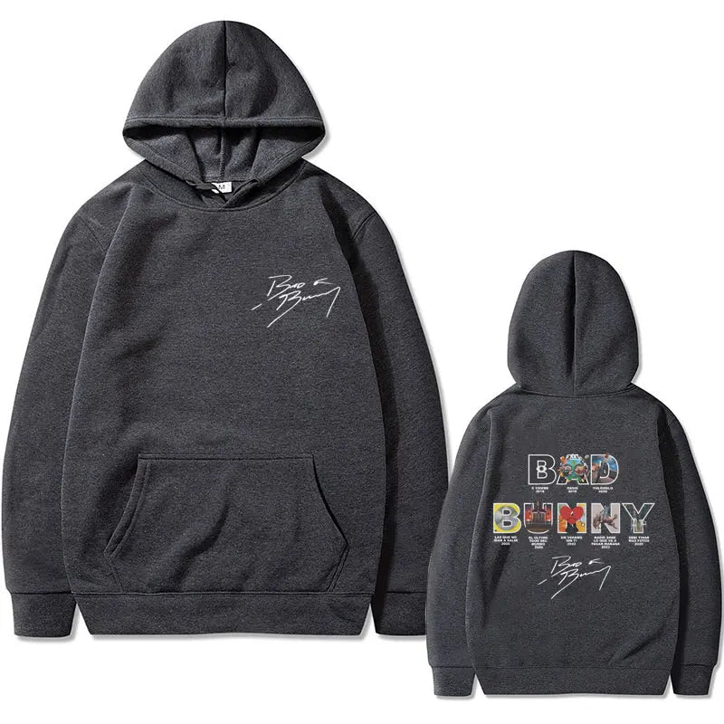 Bad Bunny Music Album Cover Hoodie – Dark Grey