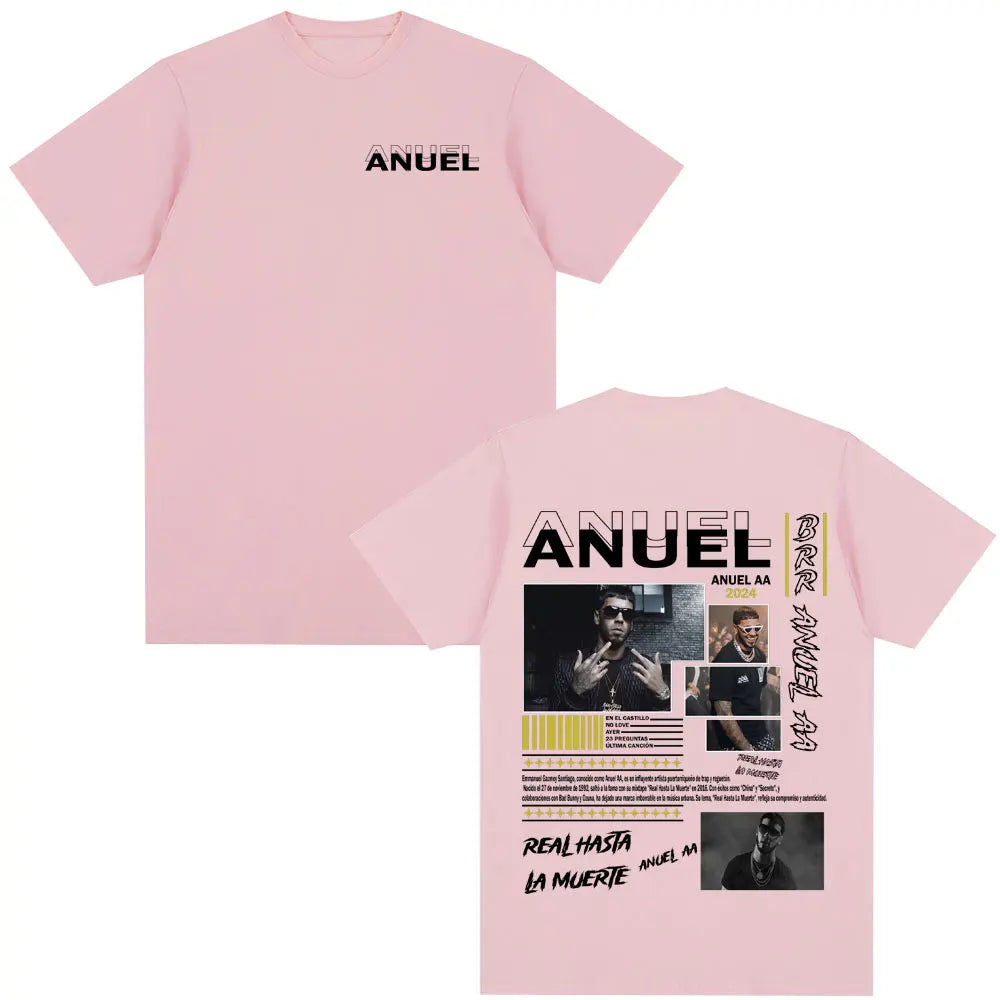 Anuel AA Real Hasta La Muerte T-Shirt Pink