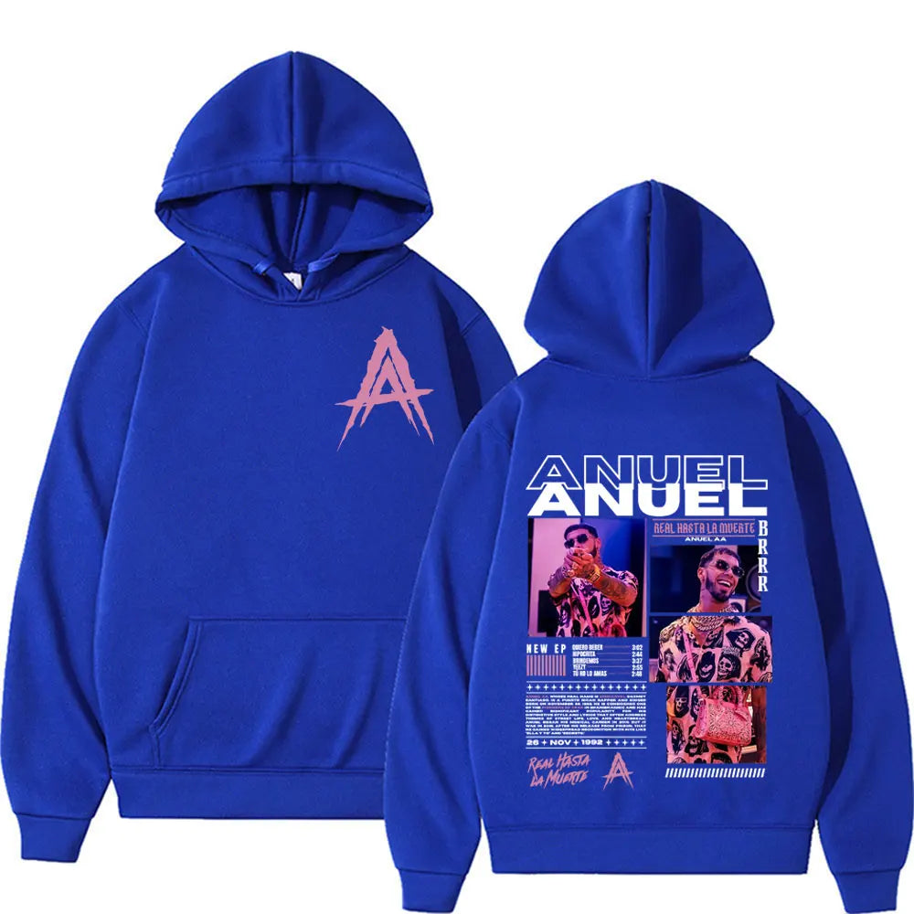Anuel AA “Real Hasta La Muerte” Hoodie – Blue