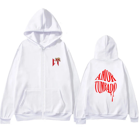 Nata Montana White Zipper Hoodie – Natanael Cano Corridos Tumbados