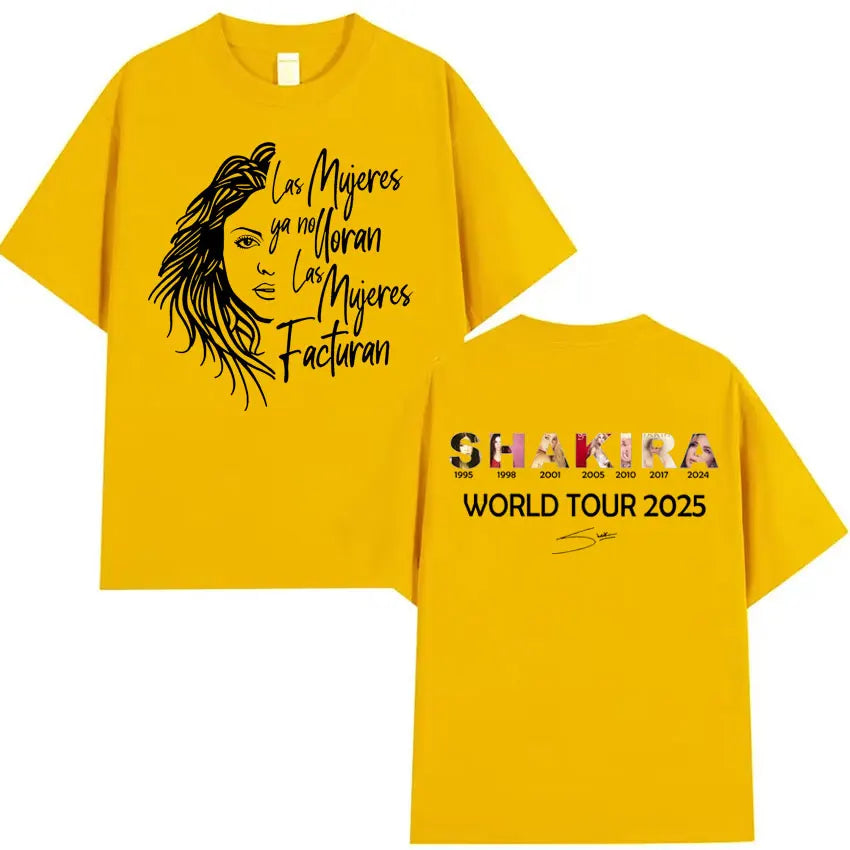 Shakira Las Mujeres Ya No Lloran World Tour 2025 T-Shirt – Yellow