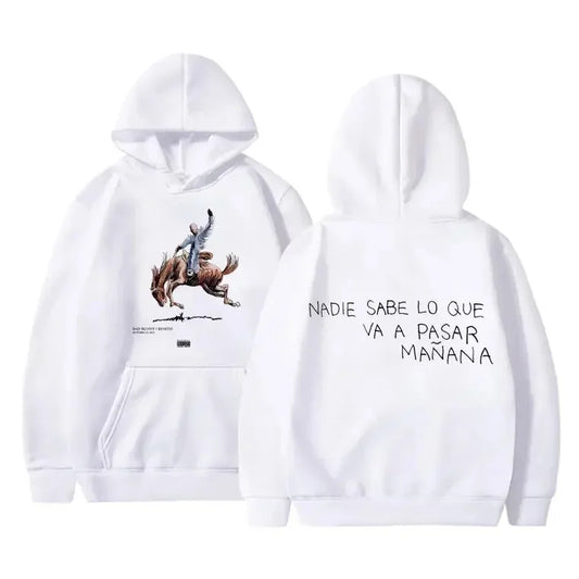 Bad Bunny Hoodie – Nadie Sabe Lo Que Va A Pasar Mañana (White)