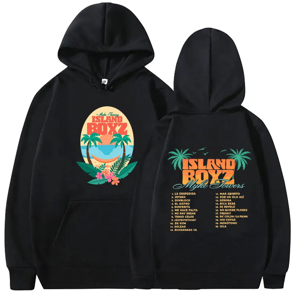 Myke Towers Island Boyz Tropical Hoodie - Black