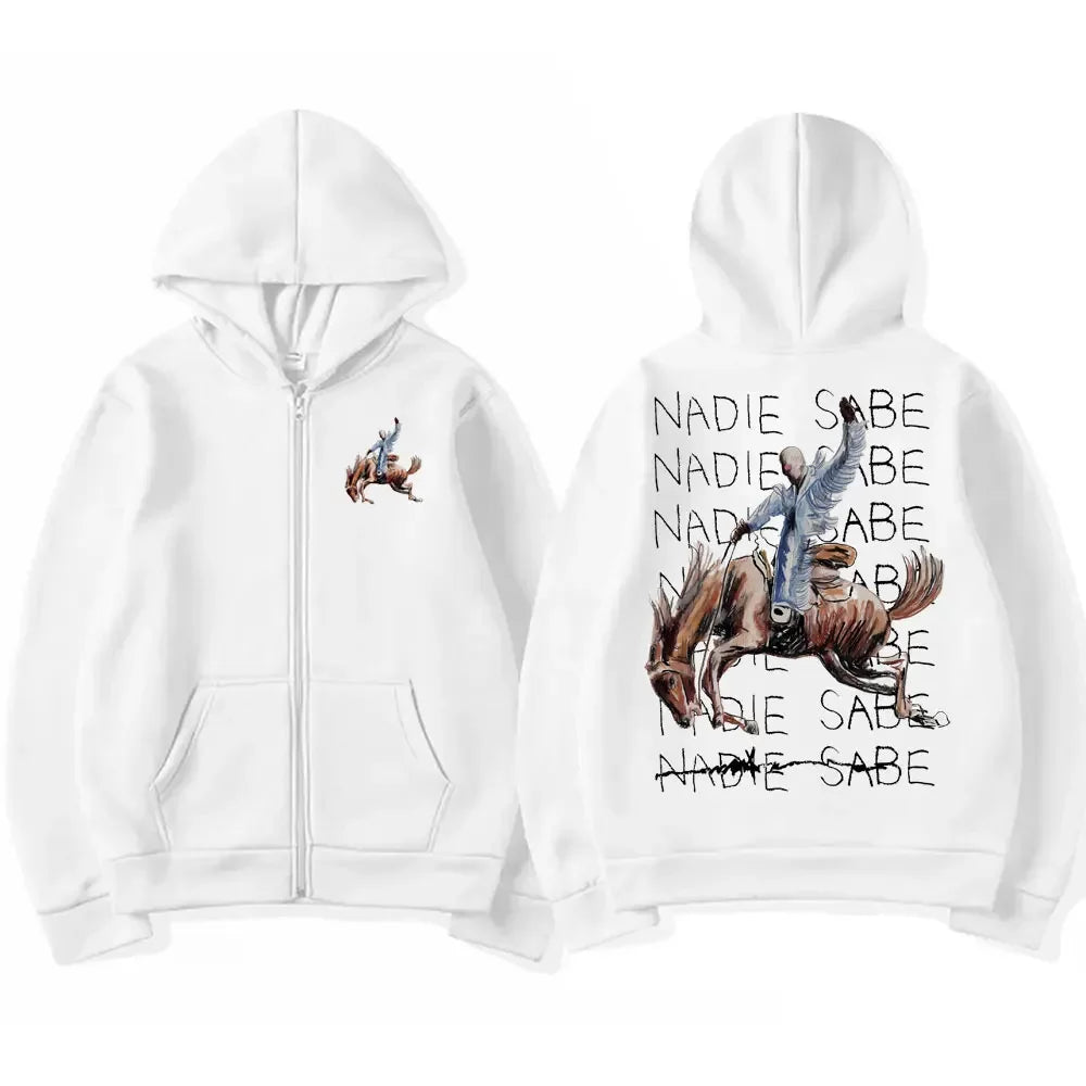 Bad Bunny Nadie Sabe Lo Que Va a Pasar Mañana Zipper Hoodie – Gray