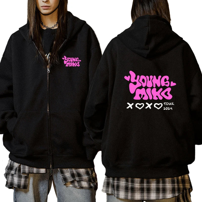 Young Miko Att. Zipper Hoodie – White