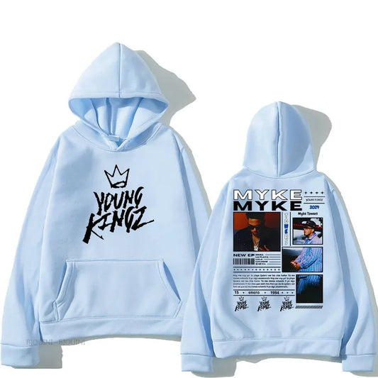 Light Blue Myke Towers Young Kingz Hoodie