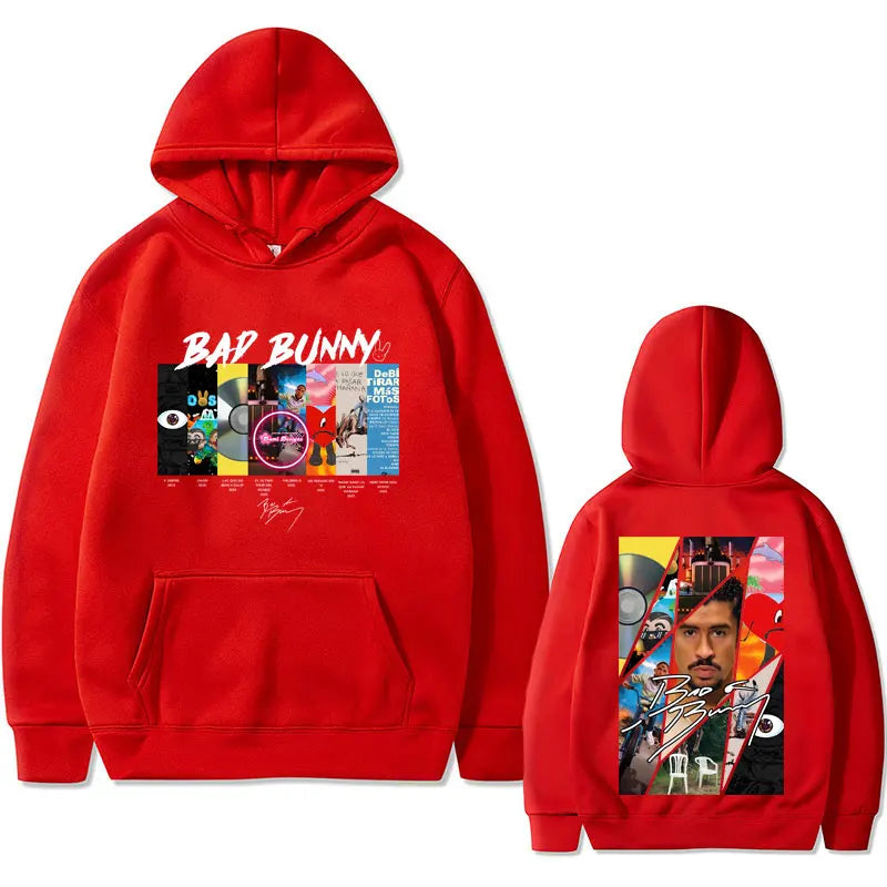 Bad Bunny All Album Hoodie – Red
