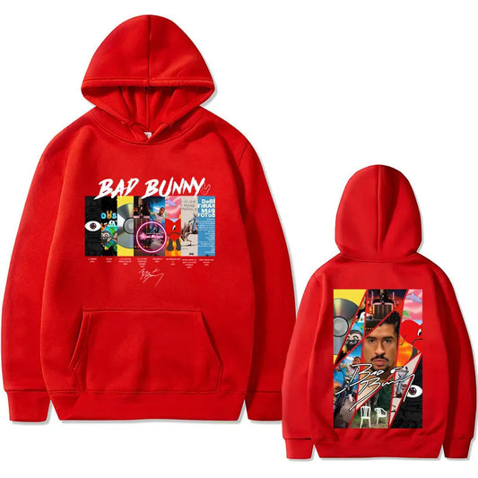 Bad Bunny All Album Hoodie – Red